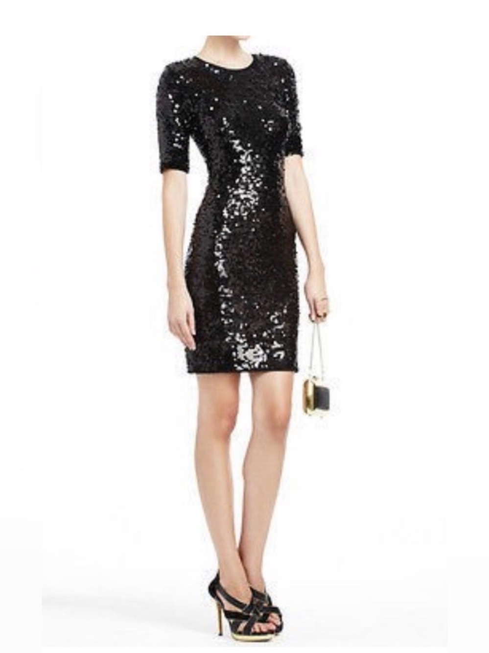 BCBG MaxAzria, Black Sequin Mini Dress, L